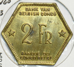 Belgium Congo 1943 2 Francs Elephant animal 197694 combine shipping