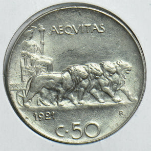 Italy 1921 50 Centesimi Lion animal 198131 combine shipping