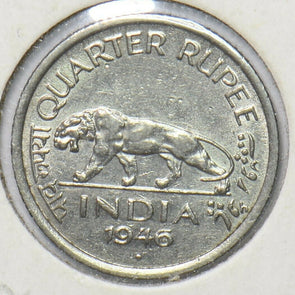 India British 1946 1/4 Rupee Tiger animal 295752 combine shipping