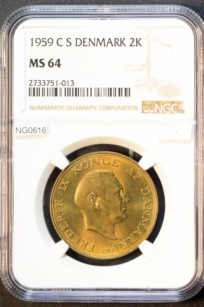 NG0616 Denmark 1959 C S 20 Kroner NGC MS64 combine shipping