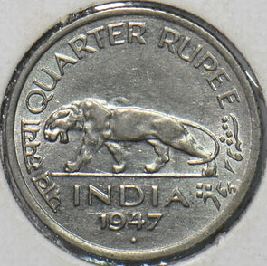 British India 1947 1/4 Rupee Lion animal 151270 combine shipping
