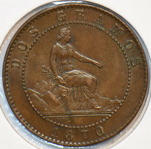 Spain 1870 2 Centimos Lion animal 294848 combine shipping