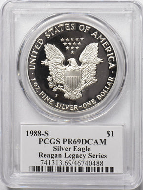 1988-S Silver Eagle Reagan legacy series PCGS PR69DCAM PC1665