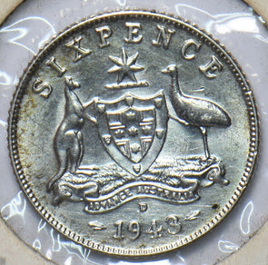 Australia 1943 D 6 Pence Kangaroo animal Emu 902729 combine shipping