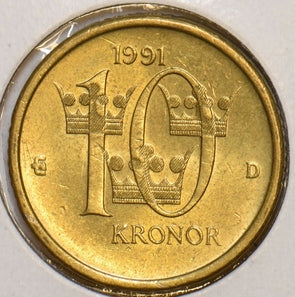 Sweden 1991 10 Kronor 152797 combine shipping