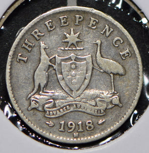 Australia 1918 3 Pence Kangaroo animal Emu  191479 combine shipping