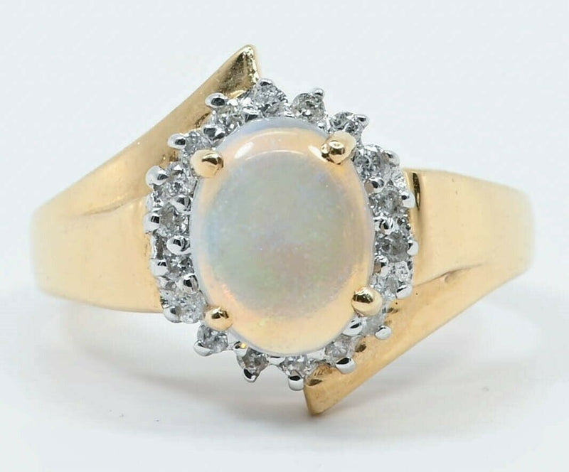 14k Gold Opal and Diamond Ring RG0036