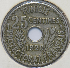 Tunisia 1920 AH 1338 25 Centimes 150730 combine shipping