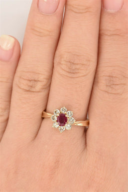 14K Gold Natural Ruby Diamond Ring 3.15g Diamond TCW 0.56ct Ruby 0.5ct Size 7 RG