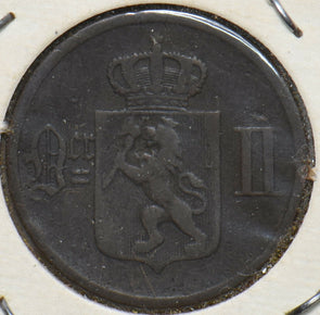 Norway 1876 F 2 Ore Lion animal 193302 combine shipping