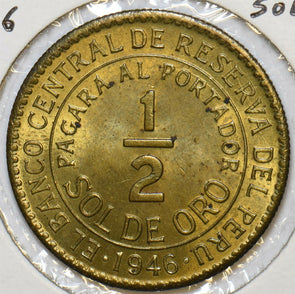 Peru 1946 1/2 Sol 152581 combine shipping