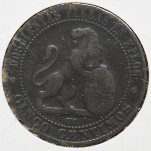 Spain 1870 5 Centimos Lion animal 902489 combine shipping