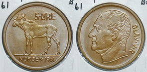 Norway 1961 5 Ore BU Elk 198545 combine shipping