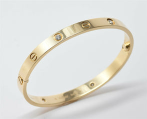 Cartier LOVE Bracelet 4 Diamonds 18K Yellow Gold 40g Size 18 RG0223