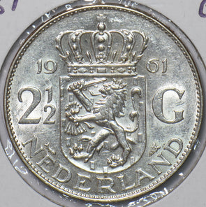 Netherlands 1961 2 1/2 Gulden Lion animal 194600 combine shipping