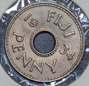 Fiji 1934 Penny UNC 190430 combine shipping