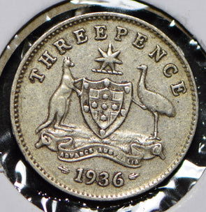 Australia 1936 3 Pence Kangaroo animal Emu  191347 combine shipping