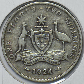 Australia 1924 Florin Kangaroo animal Emu 150691 combine shipping