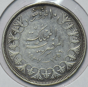 Egypt 1937 AH1356 10 Piastres 292707 combine shipping