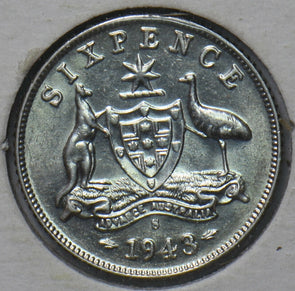 Australia 1943 S 6 Pence Kangaroo animal 193635 combine shipping