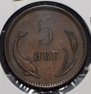 Denmark 1884 5 Ore Dolphin animal  901492 combine shipping