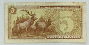 US 1970 5 Dollars Military certificate. Series 692. 3 pinholes FVF RC0443 Elk co