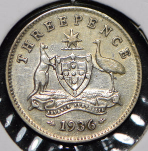 Australia 1936 3 Pence Kangaroo animal Emu  191342 combine shipping