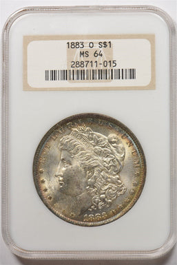 1883-O Morgan Dollar Silver golden blue toning NGC MS64 NG1819
