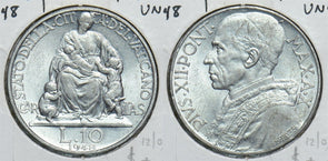 Vatican 1948 10 Lire UNC 198665 combine shipping