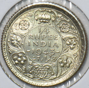 British India 1943 1/4 Rupee 295365 combine shipping