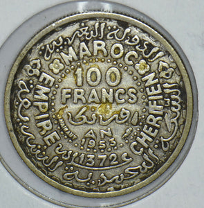 Morocco 1953 AH 1372 100 Francs 191671 combine shipping