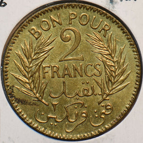 Tunisia 1926 AH1345 2 Francs 294194 combine shipping