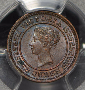 Ceylon 1901 1/4 Cent PCGS MS63BN vivid blue toning PC0798 combine shipping