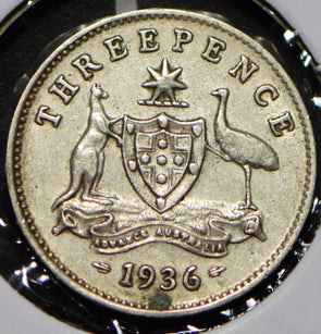 Australia 1936 3 Pence Kangaroo animal Emu  191336 combine shipping