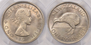 New Zealand 1963 Florin Kiwi Bird animal PCGS MS 66 PC1347 combine shipping