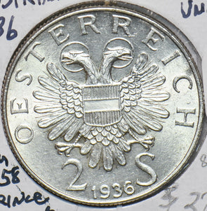 Austria 1936 2 Schilling Eagle animal 292532 combine shipping