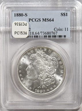 1880-s Morgan Dollar Silver Morgan dollar PCGS MS64 PC1536