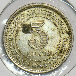 Malaya 1943 5 Cents 153286 combine shipping