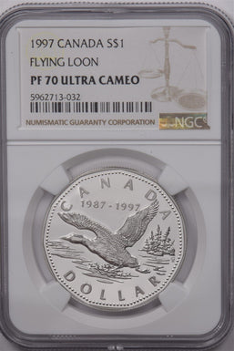 Canada 1997 Dollar Silver NGC Proof 70 Ultra Cameo Flying Loon Bird NG1682 combi