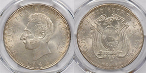 Ecuador 1944 Mo 5 Sucres Eagle animal PCGS MS 64 rare condition PC1223 combine