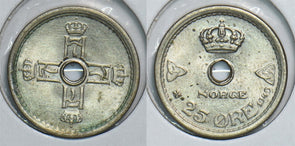 Norway 1949 25 Ore BU 299130 combine shipping