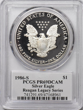 1986-S Silver Eagle Reagan legacy series PCGS PR69DCAM PC1660
