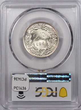 Switzerland 1965 B 2 Francs PCGS MS 66 KM-21 PC1436 combine shipping
