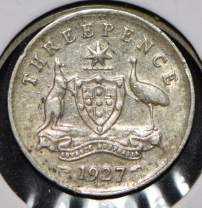 Australia 1927 3 Pence Kangaroo animal Emu  191494 combine shipping