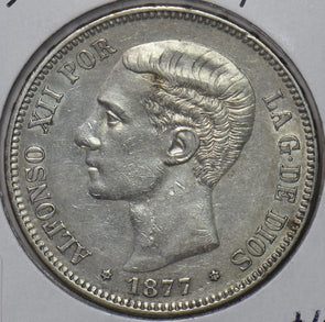 Spain 1877 5 Pesetas S0309 combine shipping