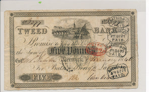 RC0288 Great Britain 1840 5 Pound BERWICK TWEED BANK combine shipping