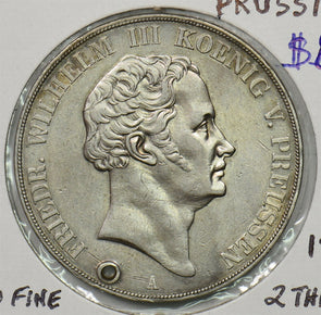 German States 1840 2 Thalers Prussia Holed BU0625 combine shipping