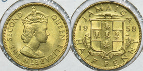 Jamaica 1958 1/2 Penny BU 198533 combine shipping