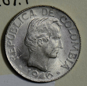 Colombia 1946 10 Centavos silver UNC  C0270 combine shipping