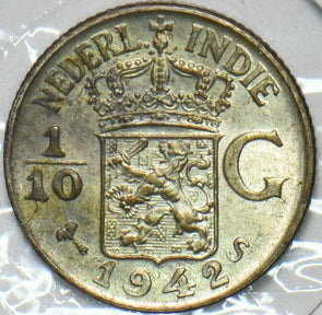 Netherlands East Indies 1942 S 1/10 Gulden 152542 combine shipping